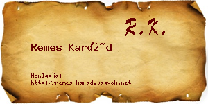 Remes Karád névjegykártya